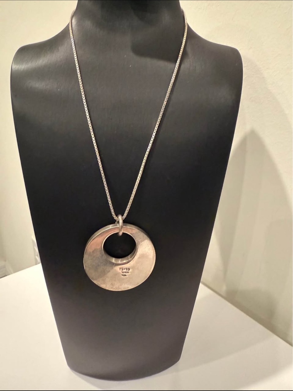 Sterling Silver Round Pendant Necklace - Silver
